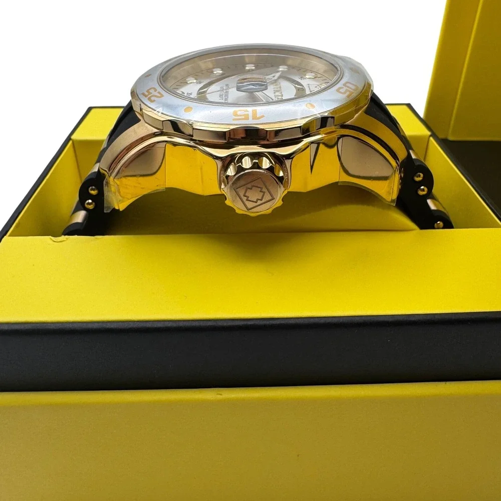 Invicta Pro Diver SCUBA 8995 Mens Watch Gold Tone Silver Dial Black Strap